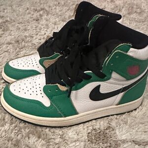 Jordan 1s Green and White High-Top Sneakers